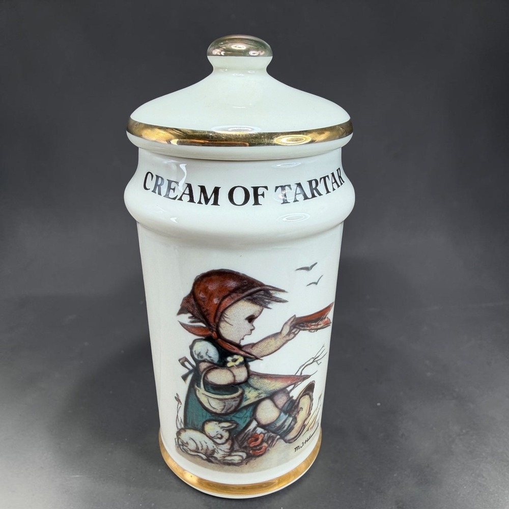 Vintage 1987 MJ Hummel Cream of Tartar Spice Jar ARS AG Gold Trim Ceramic Japan